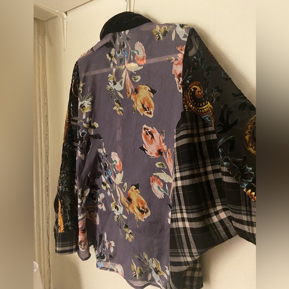 Patch velvet silk button up - Picture 5 of 7